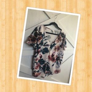 Flowered Short Sleeved Shirt